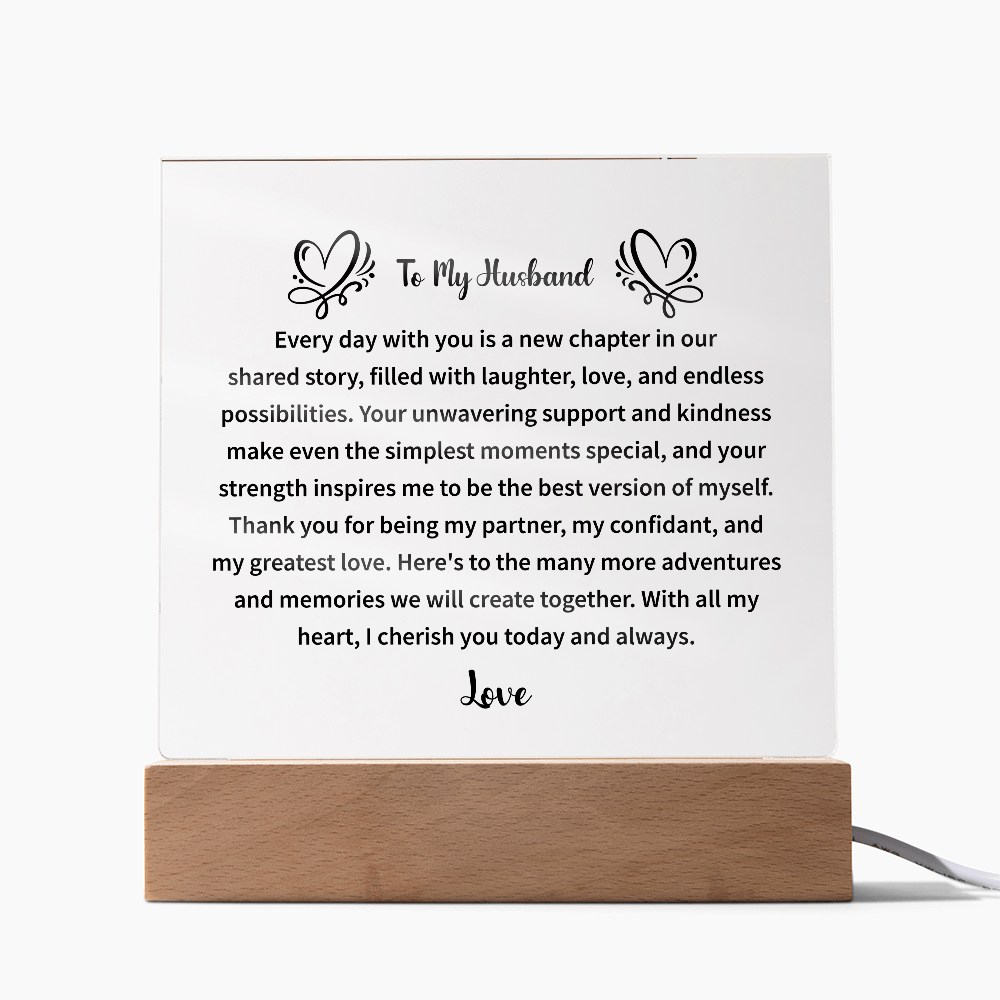 To My Husband - Acrylic Square Plaque - Beauty Belliss